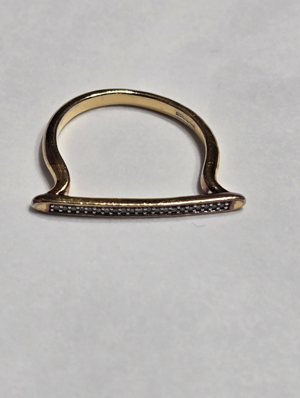 Monica Vinader Skinny Stacking Ring - 18k Gold Vermeil & Diamond - Size 7.5 - Picture 4 of 14